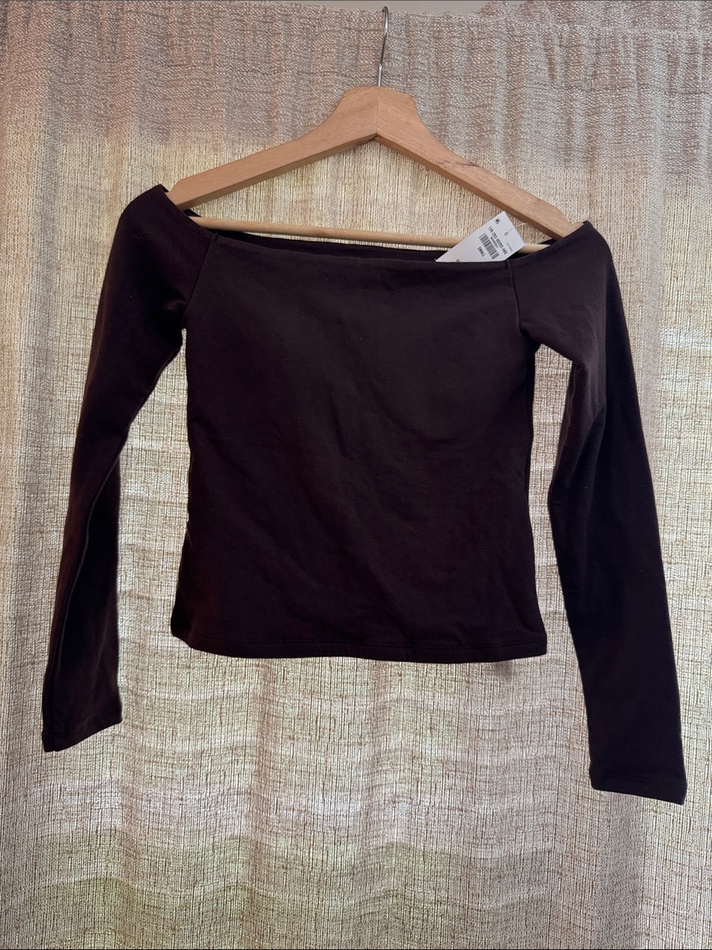 Abercrombie & Fitch Off-Shoulder Long Sleeve Top - Brown